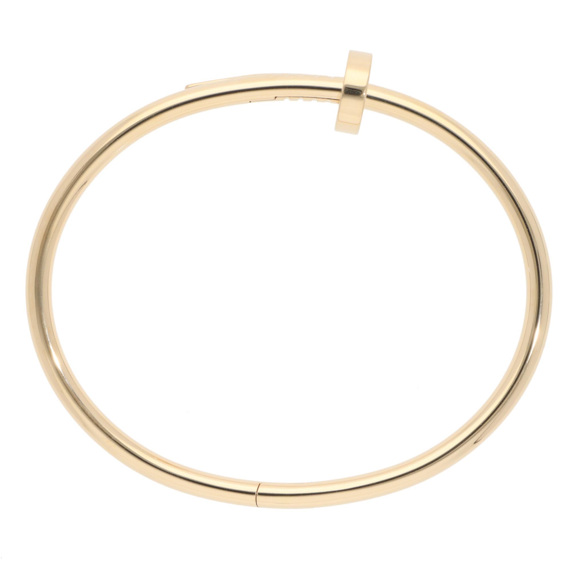 Vintage Cartier Juste un Clou Bracelet in Yellow Gold, Size 18 In Excellent Condition In London, GB
