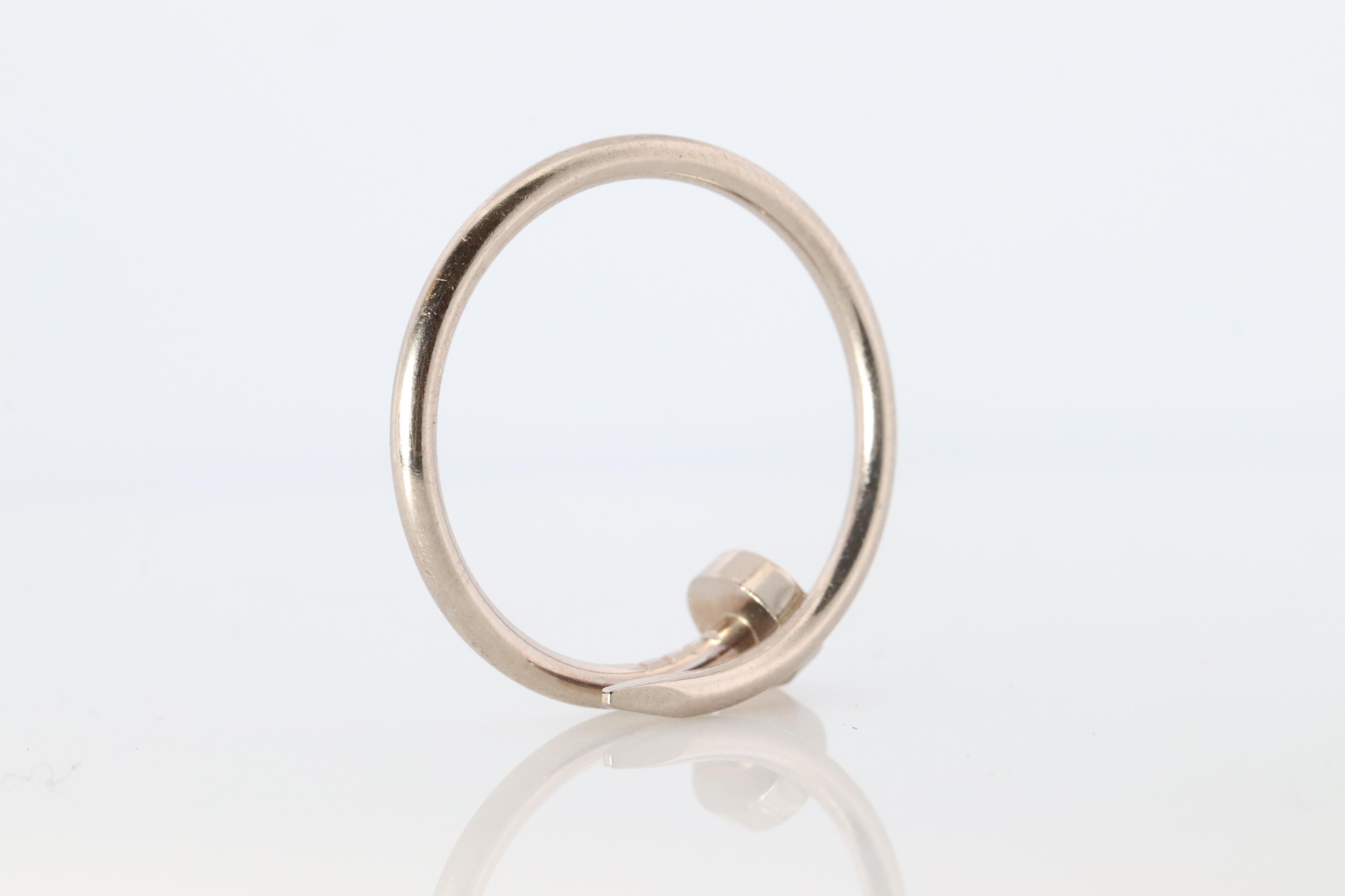 Anillo Vintage Cartier Juste un Clou. 18k WG Original Papers Genuine Cartier Band. en venta 1
