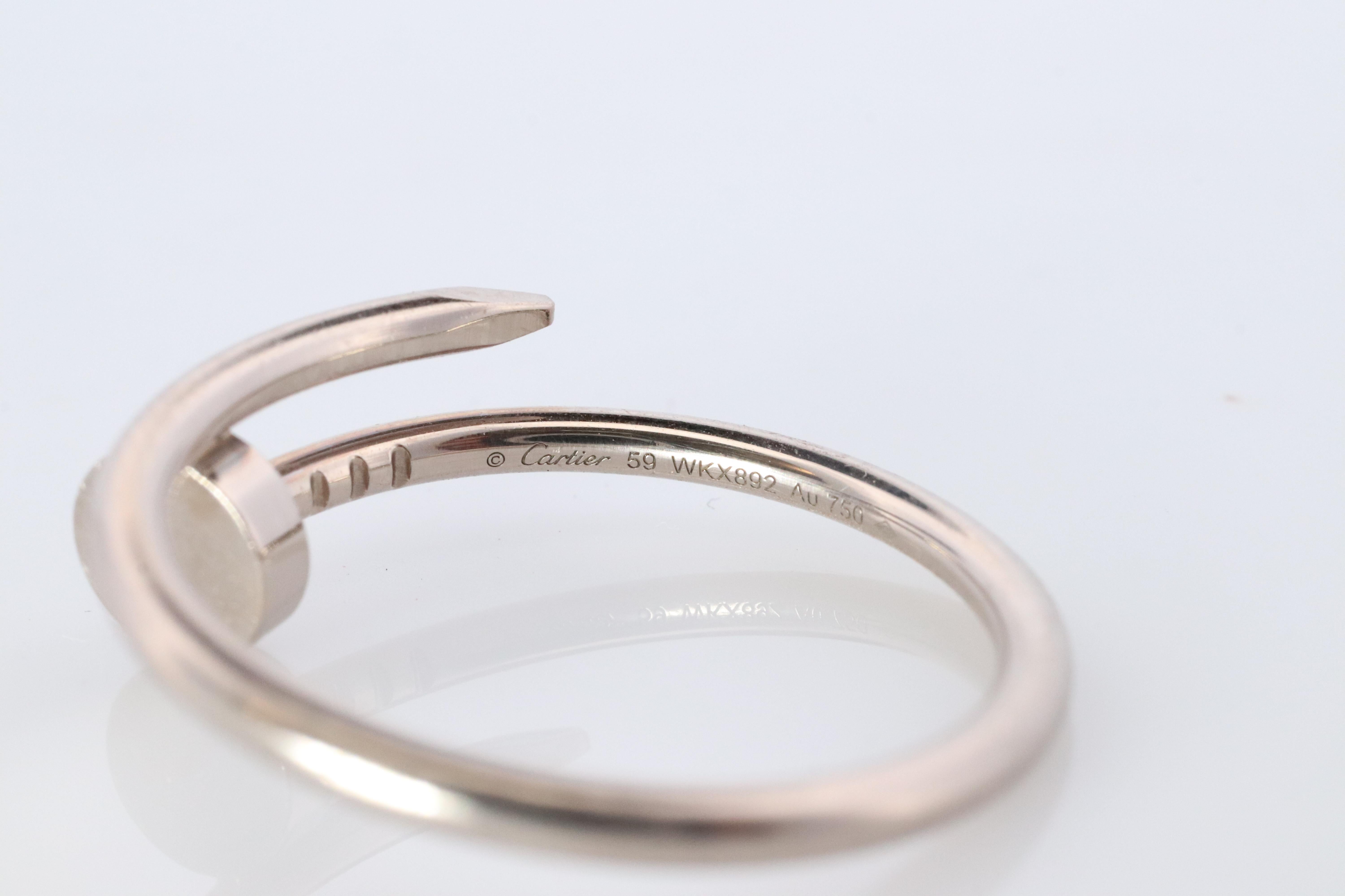 Anillo Vintage Cartier Juste un Clou. 18k WG Original Papers Genuine Cartier Band. en venta 4