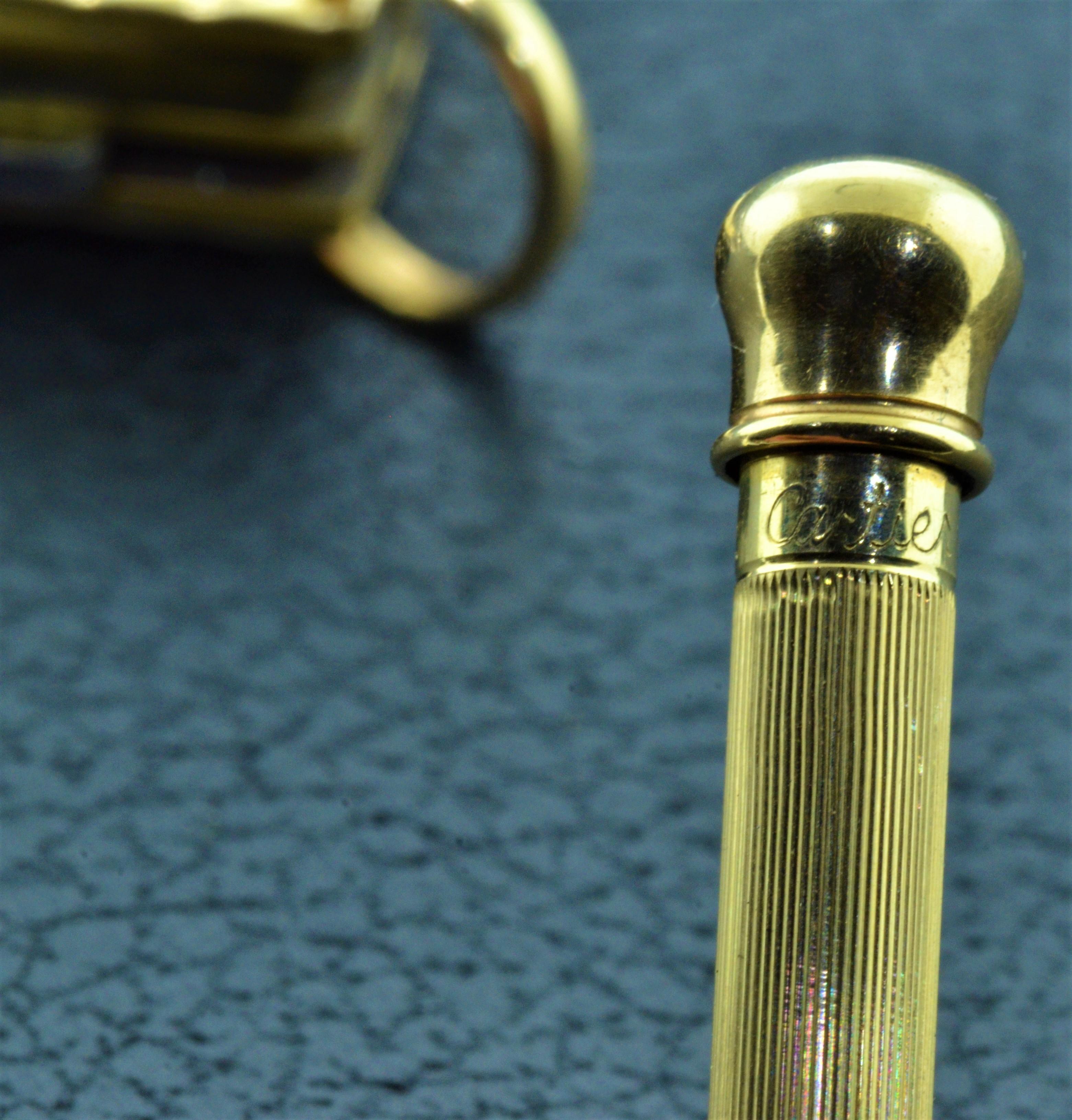 Vintage super Rare Cartier Pendant, key chain, or pocket piece Fitted with uncut Key (yes you can have the key cut to your specifications!  In addition to the folding key is a folding Pocket Knife.  On the outside of the case is a removable  and