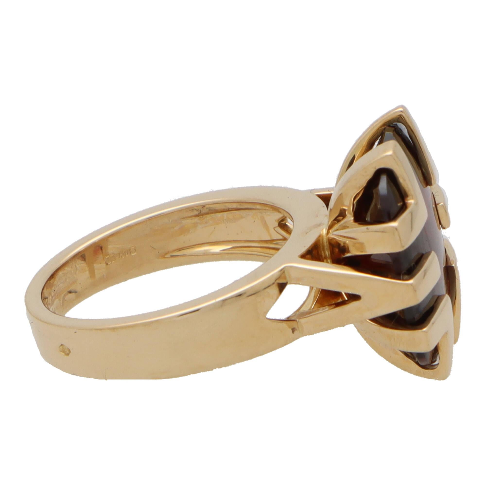Mixed Cut Vintage Cartier 'Kiss of the Dragon' Garnet Ring in 18k Yellow Gold