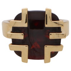  Vintage Cartier 'Kiss of the Dragon' Garnet Ring in 18k Yellow Gold