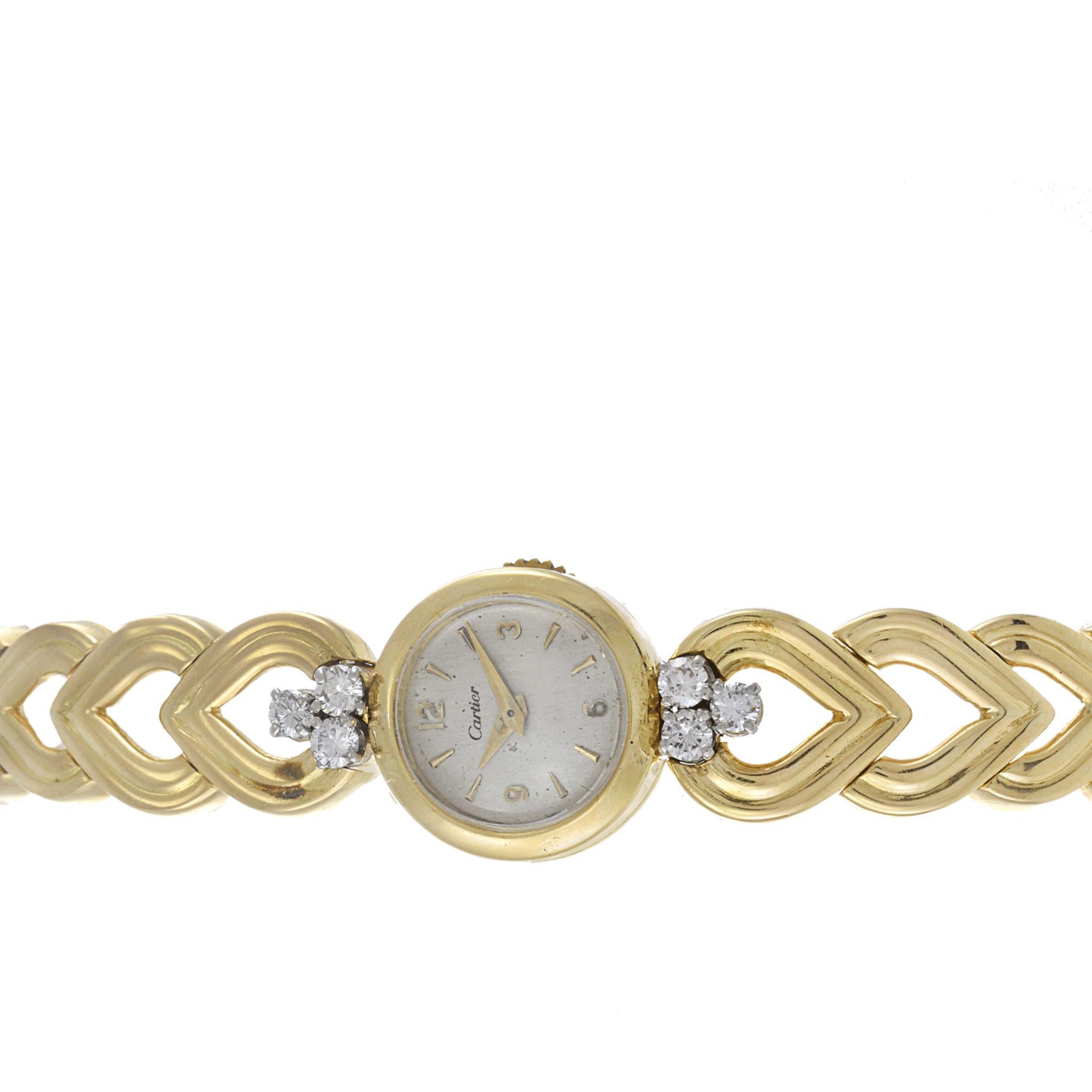 Reloj de cóctel vintage Cartier de diamantes para señora, oro amarillo de 18 quilates en Bueno estado para la venta en New York, NY