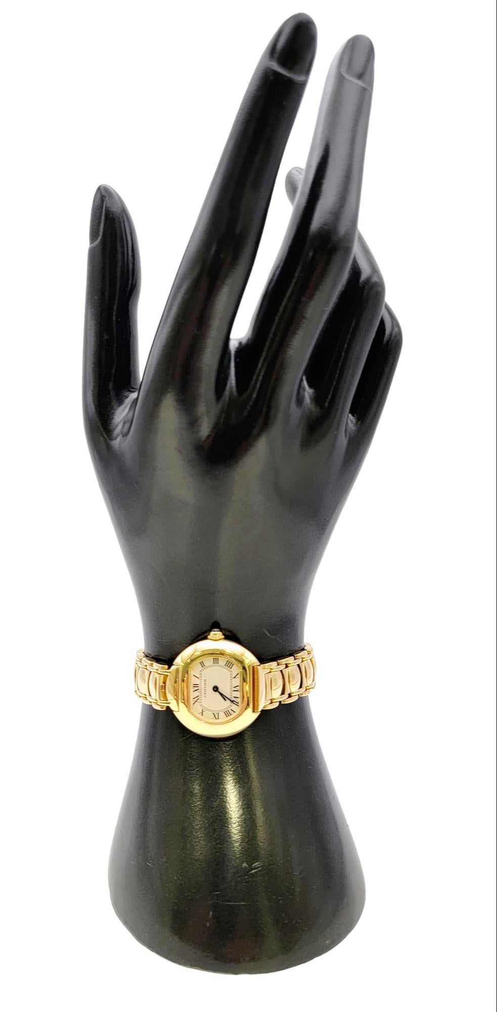 Vintage Cartier Damen Ellipsen 27 mm Armbanduhr aus 18 Karat Gelbgold  im Angebot 9
