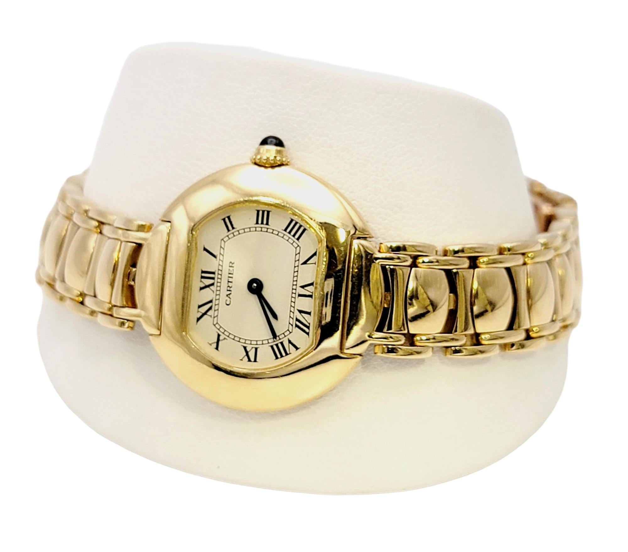 Vintage Cartier Damen Ellipsen 27 mm Armbanduhr aus 18 Karat Gelbgold  im Angebot 10