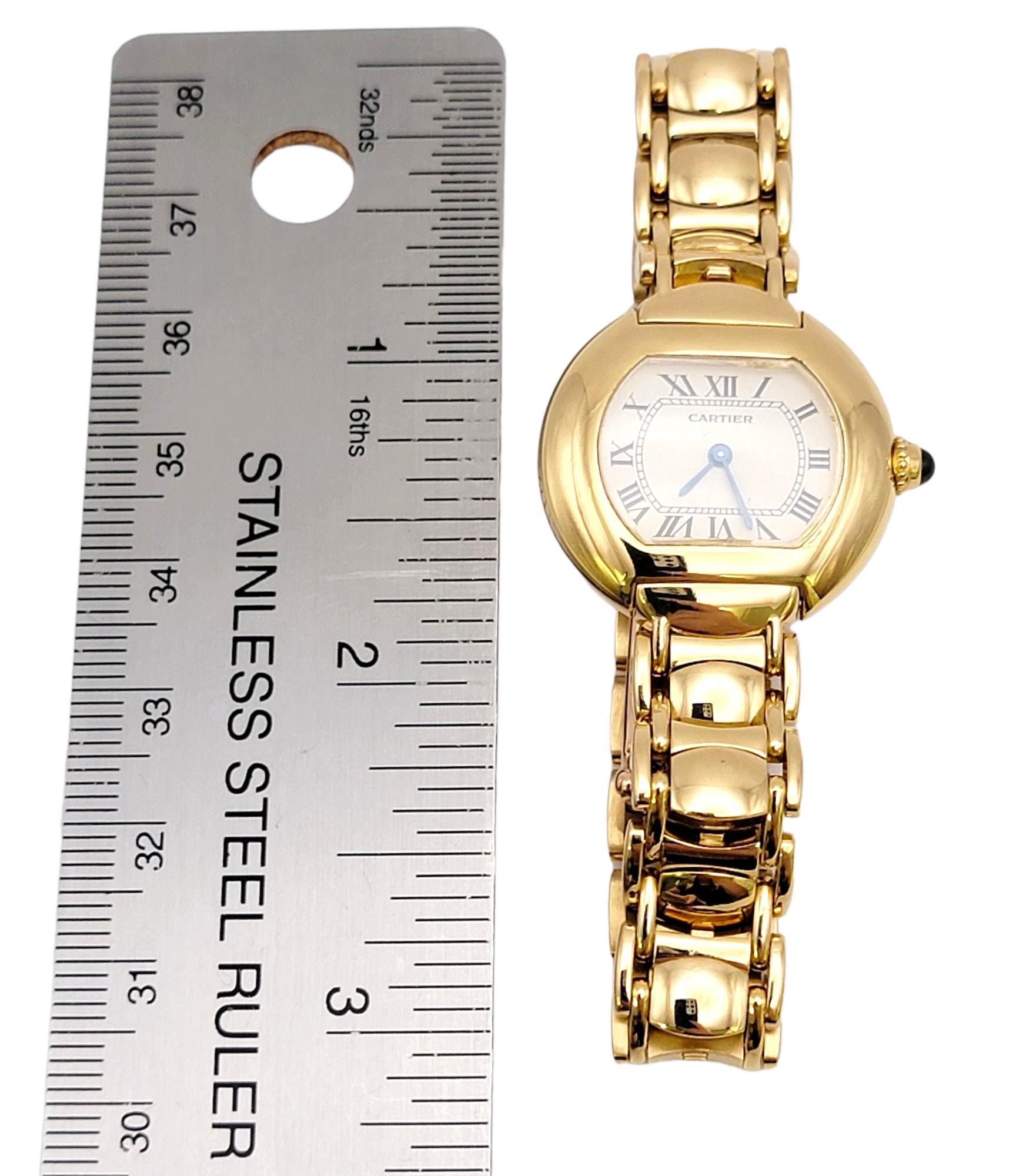 Vintage Cartier Damen Ellipsen 27 mm Armbanduhr aus 18 Karat Gelbgold  im Angebot 11