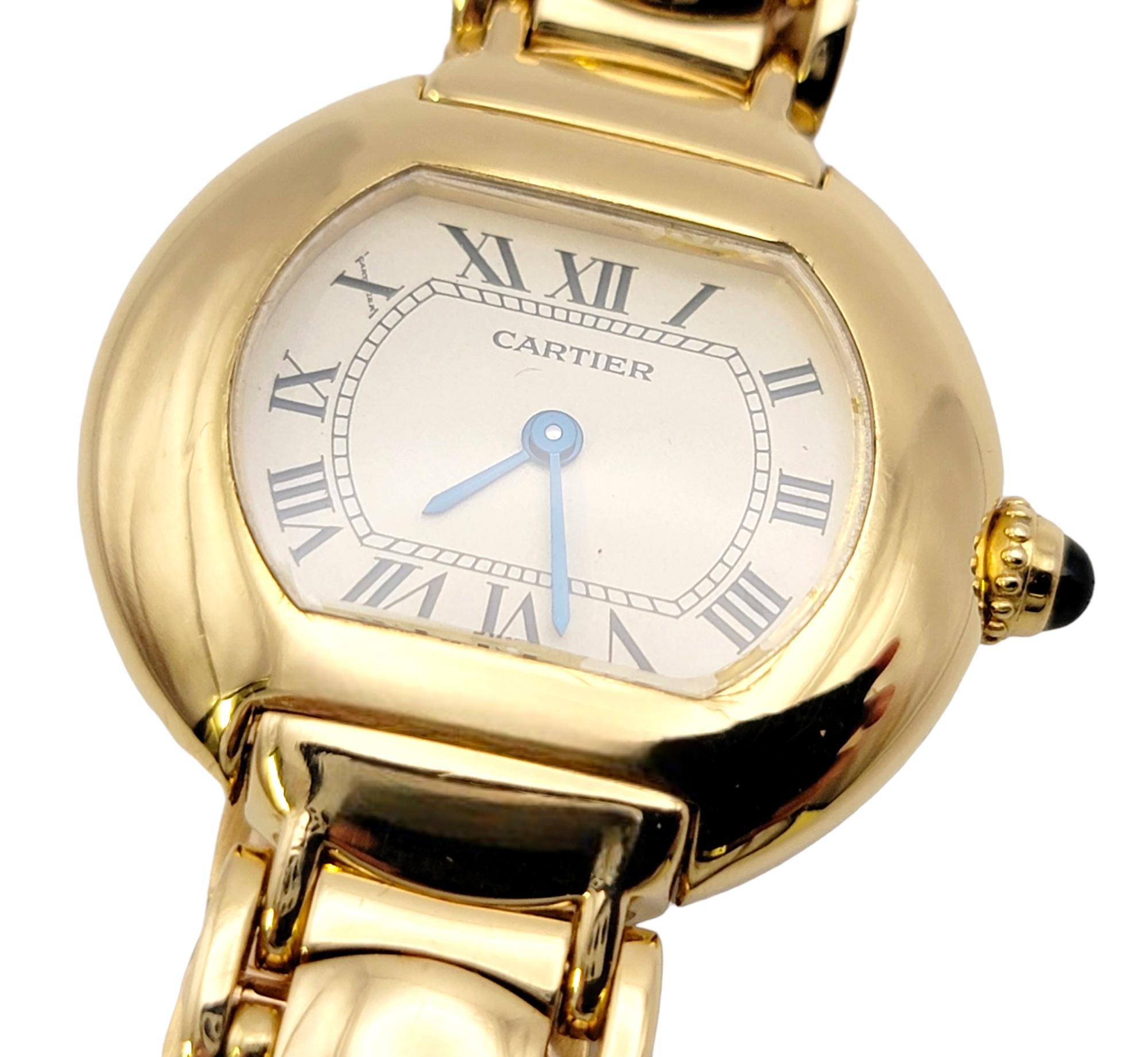 Vintage Cartier Damen Ellipsen 27 mm Armbanduhr aus 18 Karat Gelbgold  (Zeitgenössisch) im Angebot