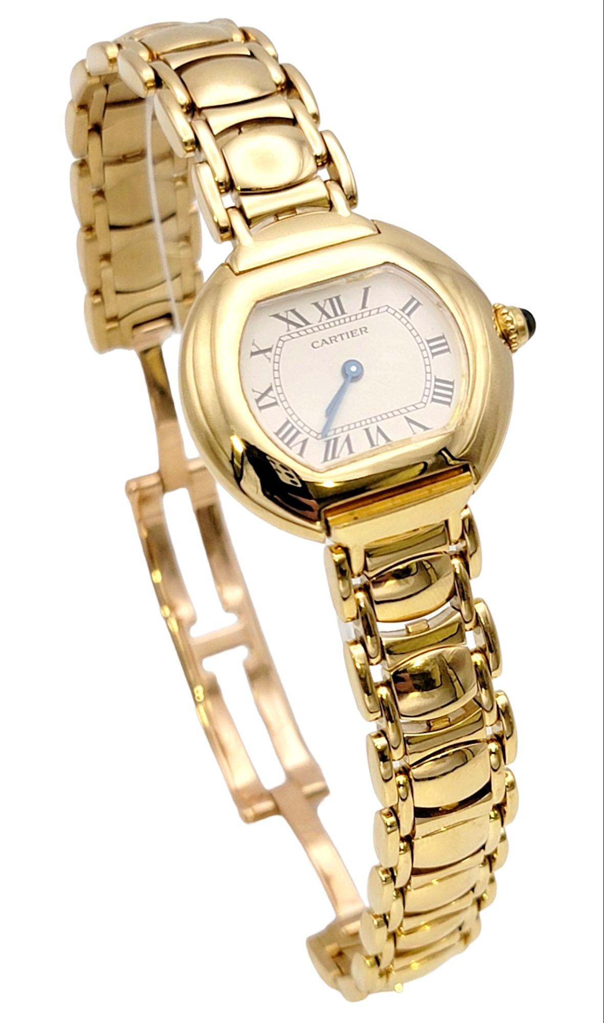Vintage Cartier Damen Ellipsen 27 mm Armbanduhr aus 18 Karat Gelbgold  im Angebot 2