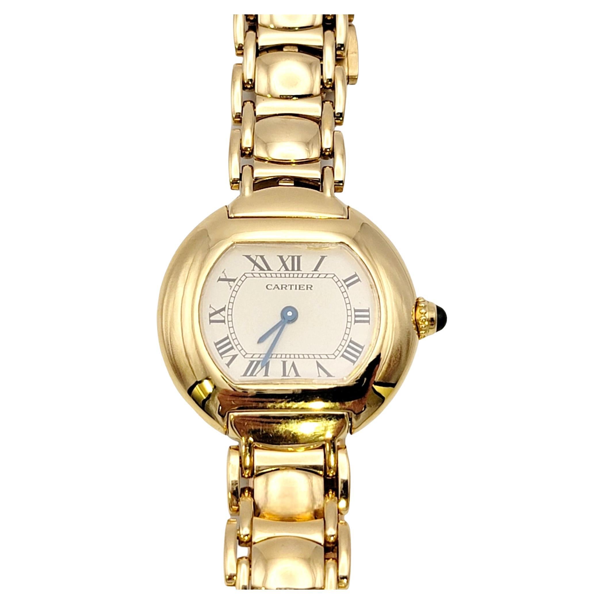 Vintage Cartier Damen Ellipsen 27 mm Armbanduhr aus 18 Karat Gelbgold  im Angebot