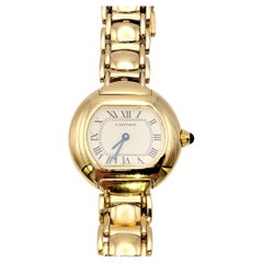 Cartier Montre-bracelet vintage Ellipse en or jaune 18 carats, pour femmes, 27 mm 