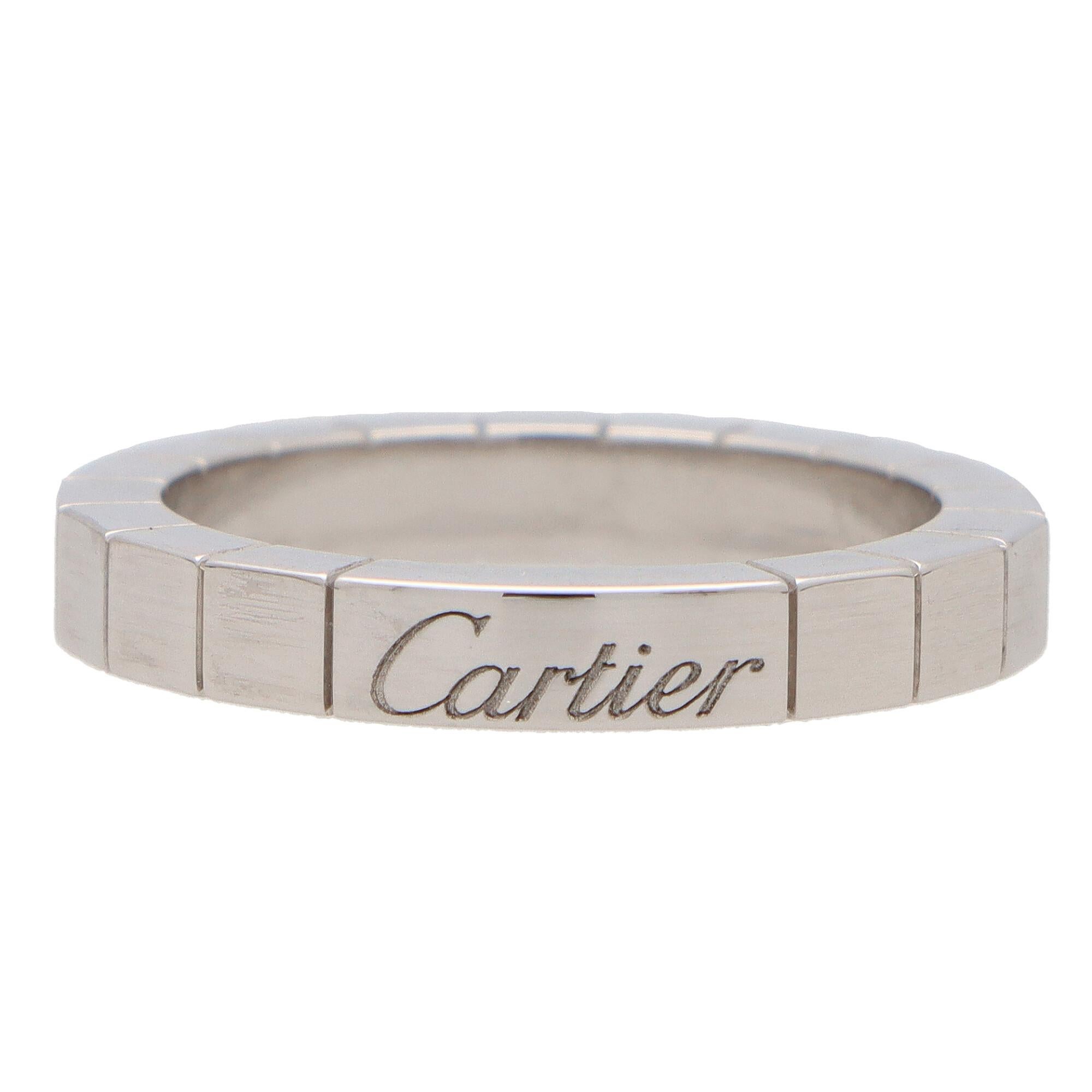 Moderne Cartier, bague vintage Lanières à maillons briques en or blanc 18 carats en vente