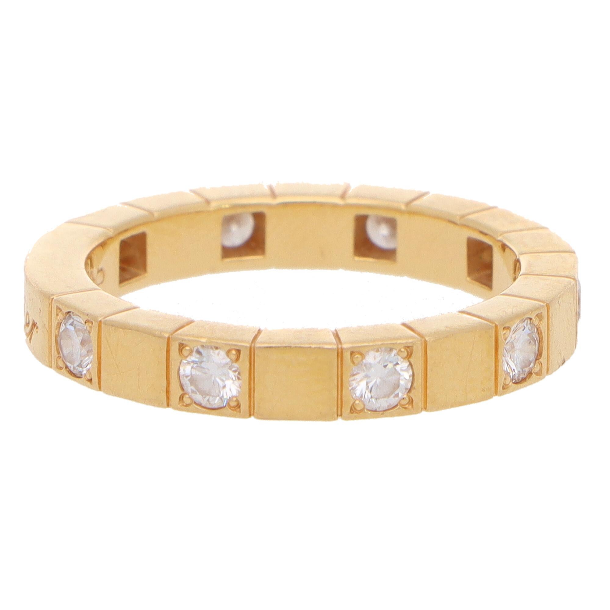 Taille ronde Cartier, bague d'éternité vintage Lanières en or jaune 18 carats sertie de diamants