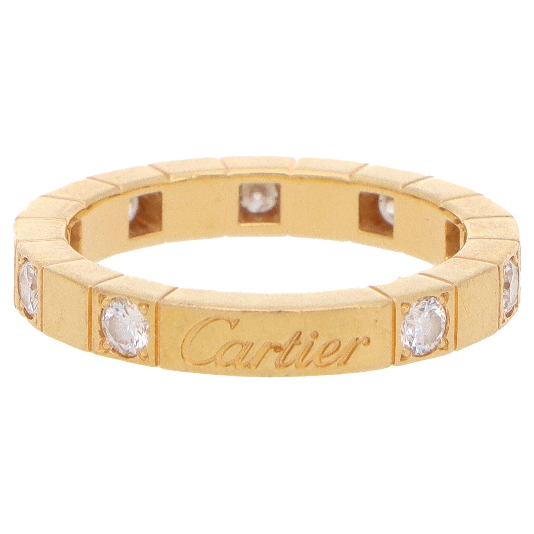 Vintage Cartier Lanières Diamond Eternity Band Ring Set in 18k Yellow Gold