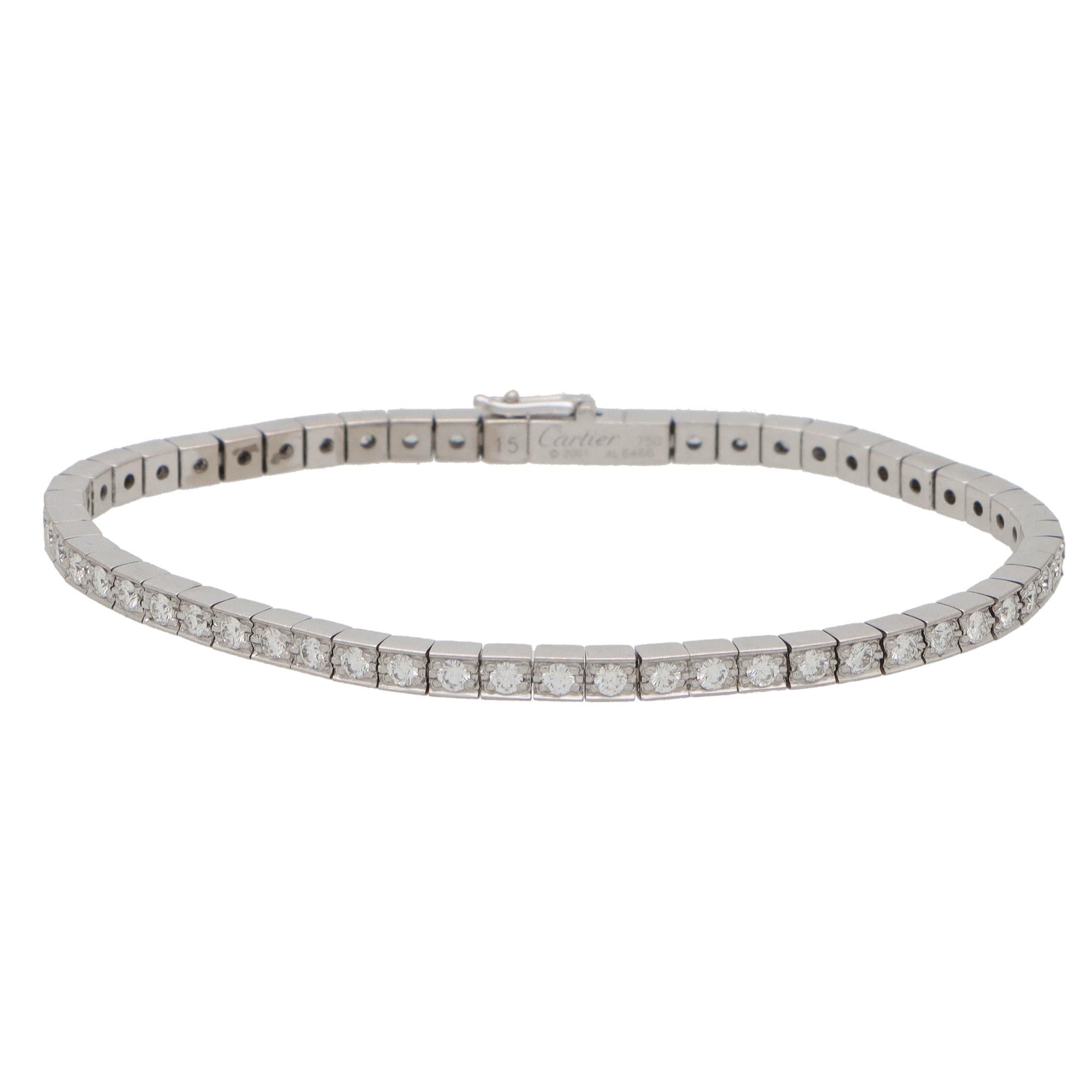 Modern Vintage Cartier Lanières Diamond Line Bracelet Set in 18k White Gold