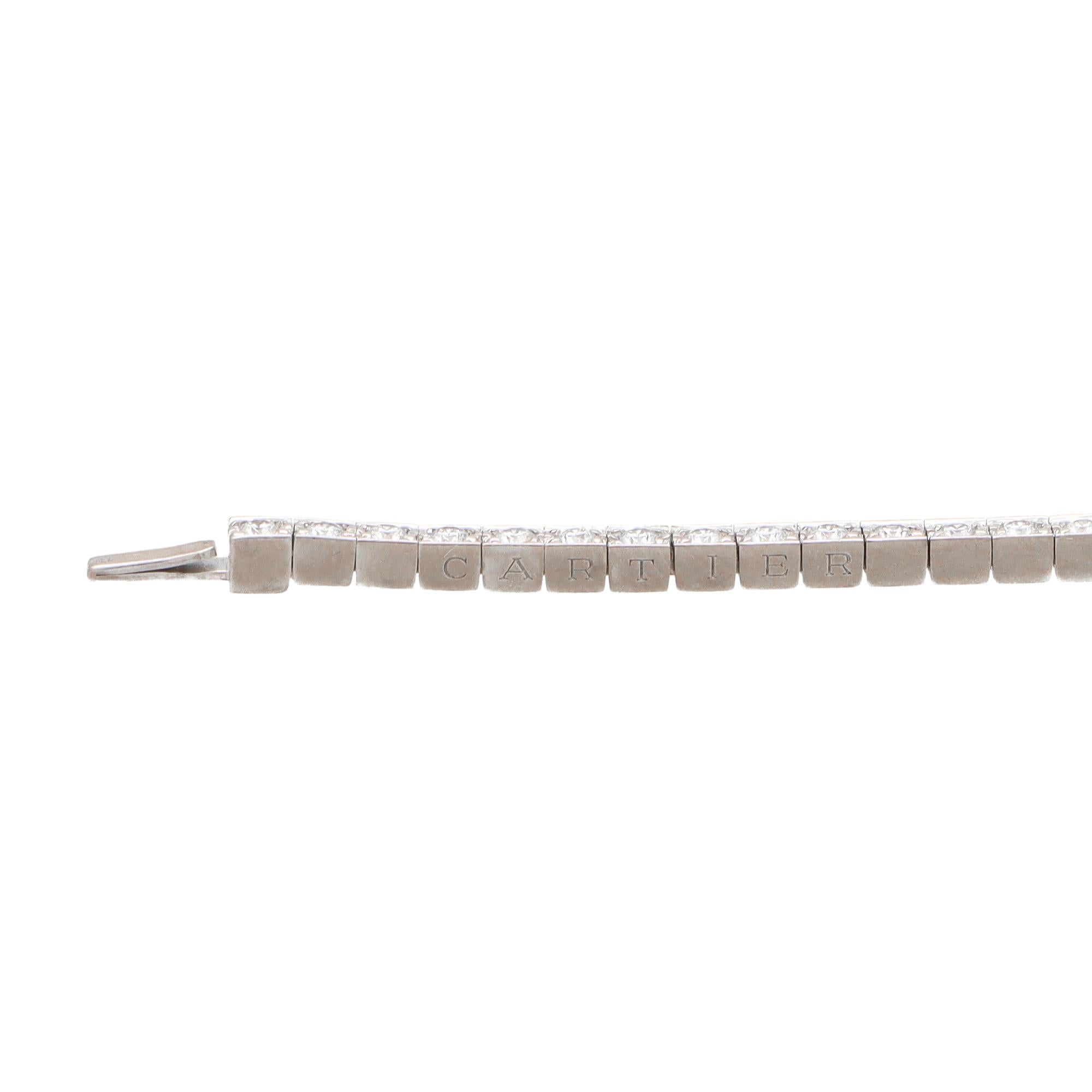 Vintage Cartier Lanières Diamond Line Bracelet Set in 18k White Gold In Excellent Condition In London, GB