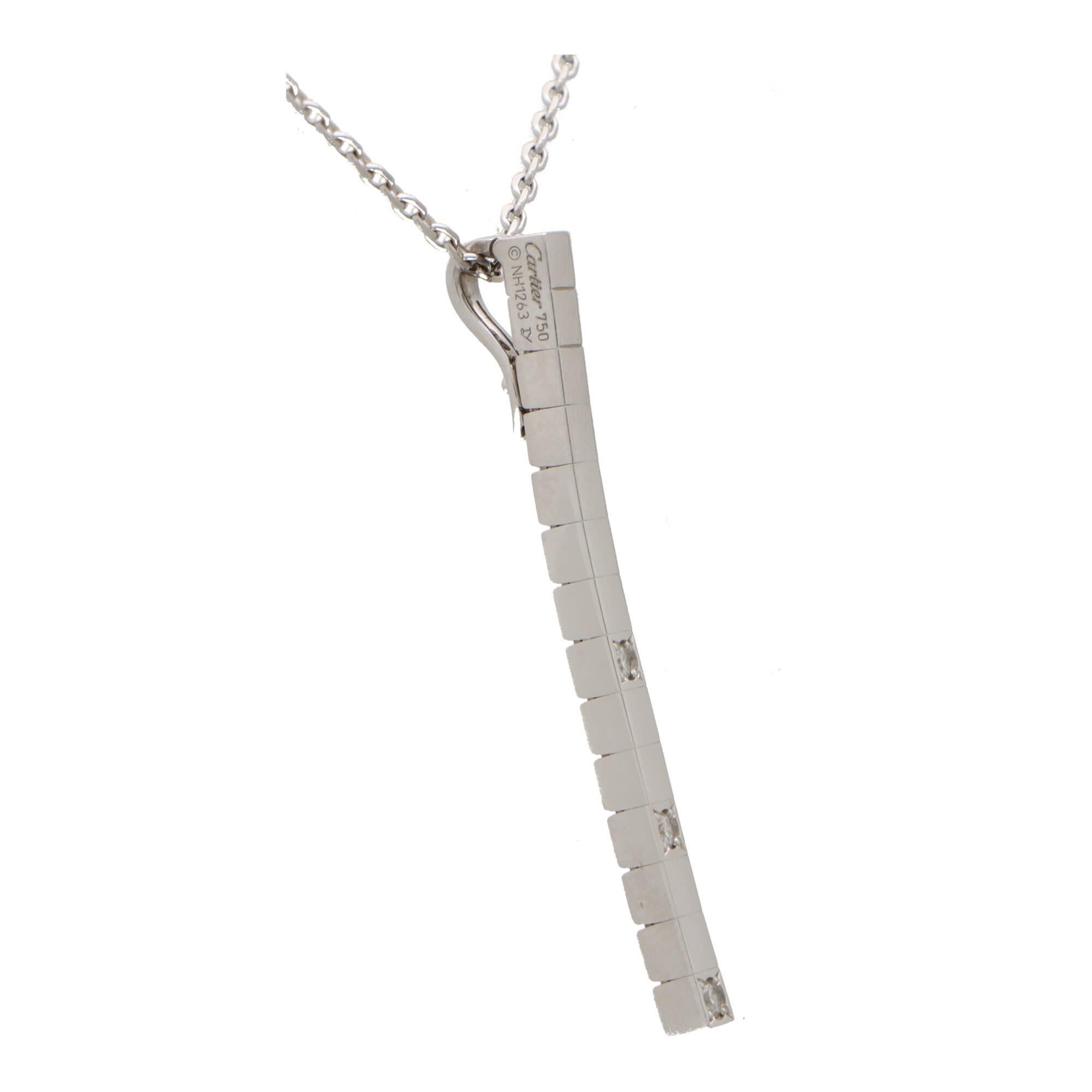 Vintage Cartier Lanières Diamond Pendant in 18k White Gold In Excellent Condition In London, GB