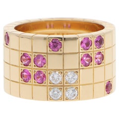 Vintage Cartier Lanières Pink Sapphire and Diamond Ring in Rose Gold