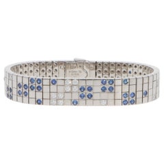 Vintage Cartier Lanières Sapphire and Diamond Bracelet in White Gold