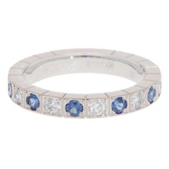 Vintage Cartier Lanières Sapphire and Diamond Half Eternity Ring in White Gold