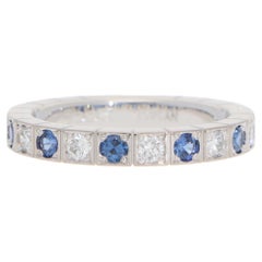 Vintage Cartier Lanières Saphir und Diamant Halb Ewigkeitsring in Weißgold