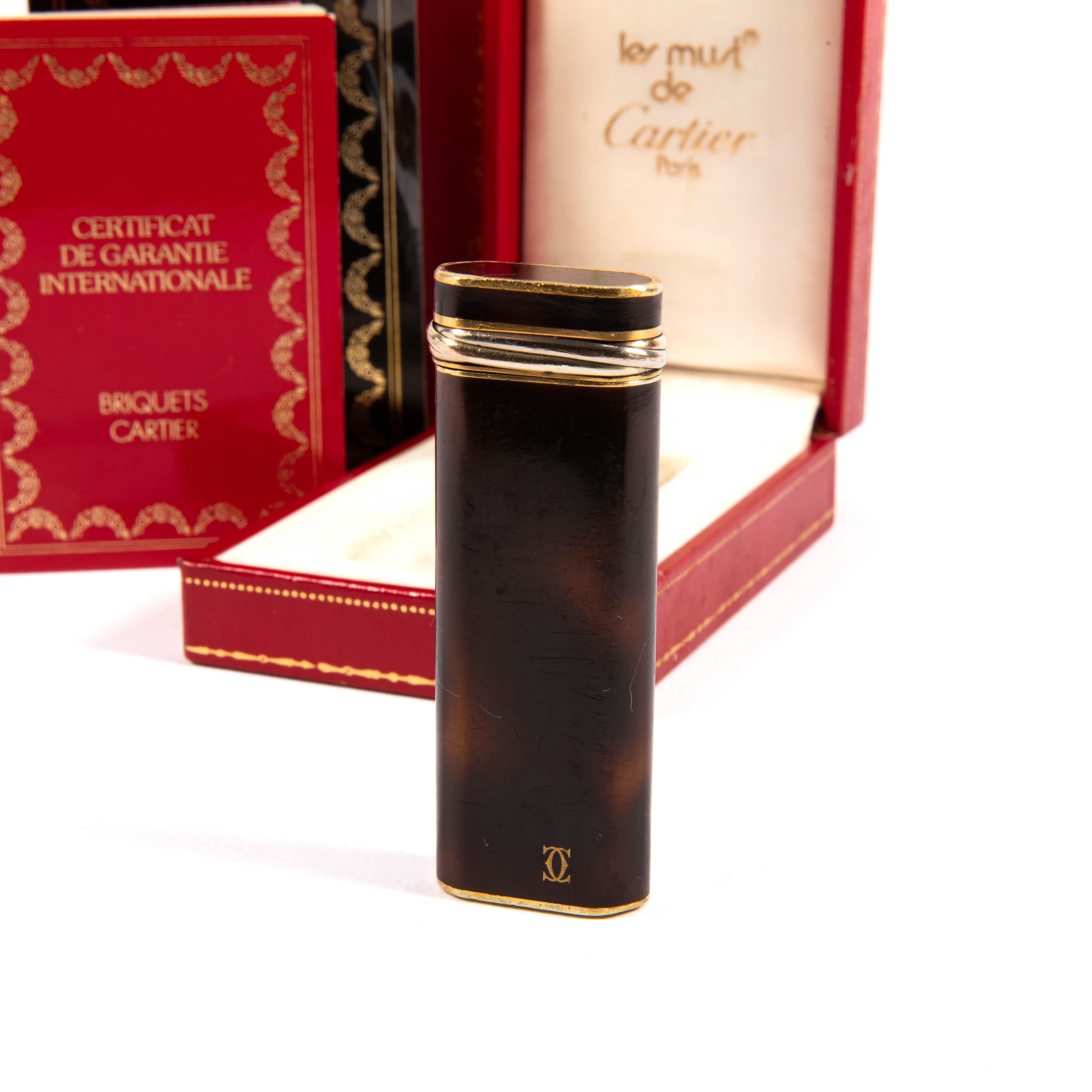 Vintage CARTIER Laque de Chine Trinity Lighter Complete In Box 1970s In Good Condition In DELFT, NL