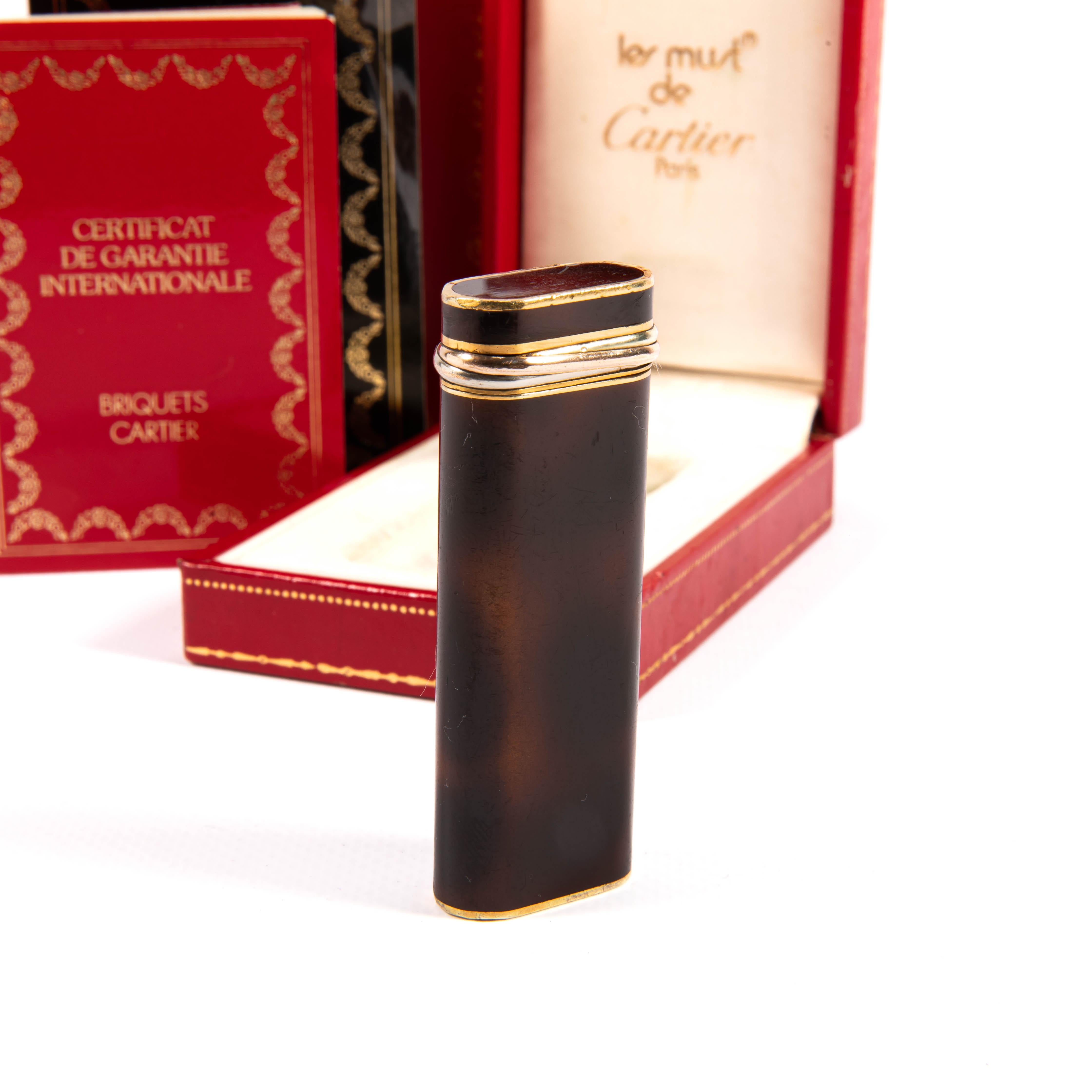 Women's or Men's Vintage CARTIER Laque de Chine Trinity Lighter Complete In Box 1970s