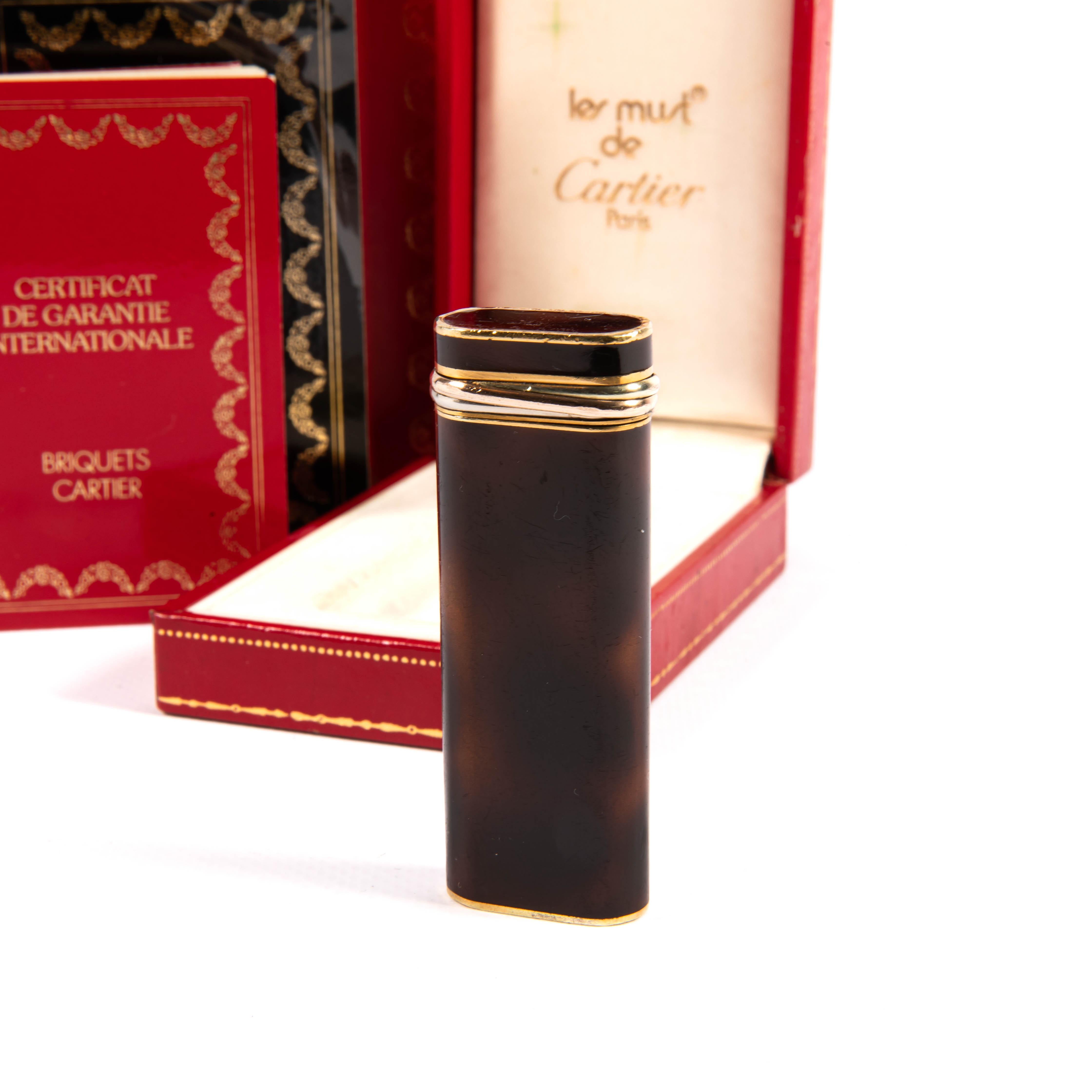Vintage CARTIER Laque de Chine Trinity Lighter Complete In Box 1970s 1