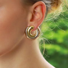 Vintage Cartier Large Trinity Hoop Earrings Set in 18k Rose, Yellow & White Gold