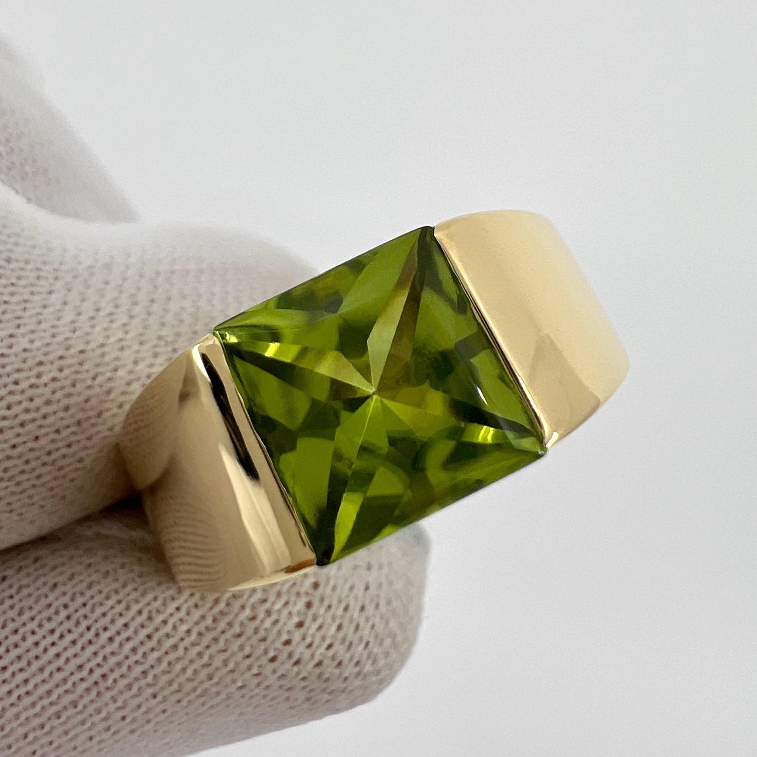 Vintage Cartier Large Vivid Green Peridot 18k Yellow Gold Tank Band Solo Ring 53 1