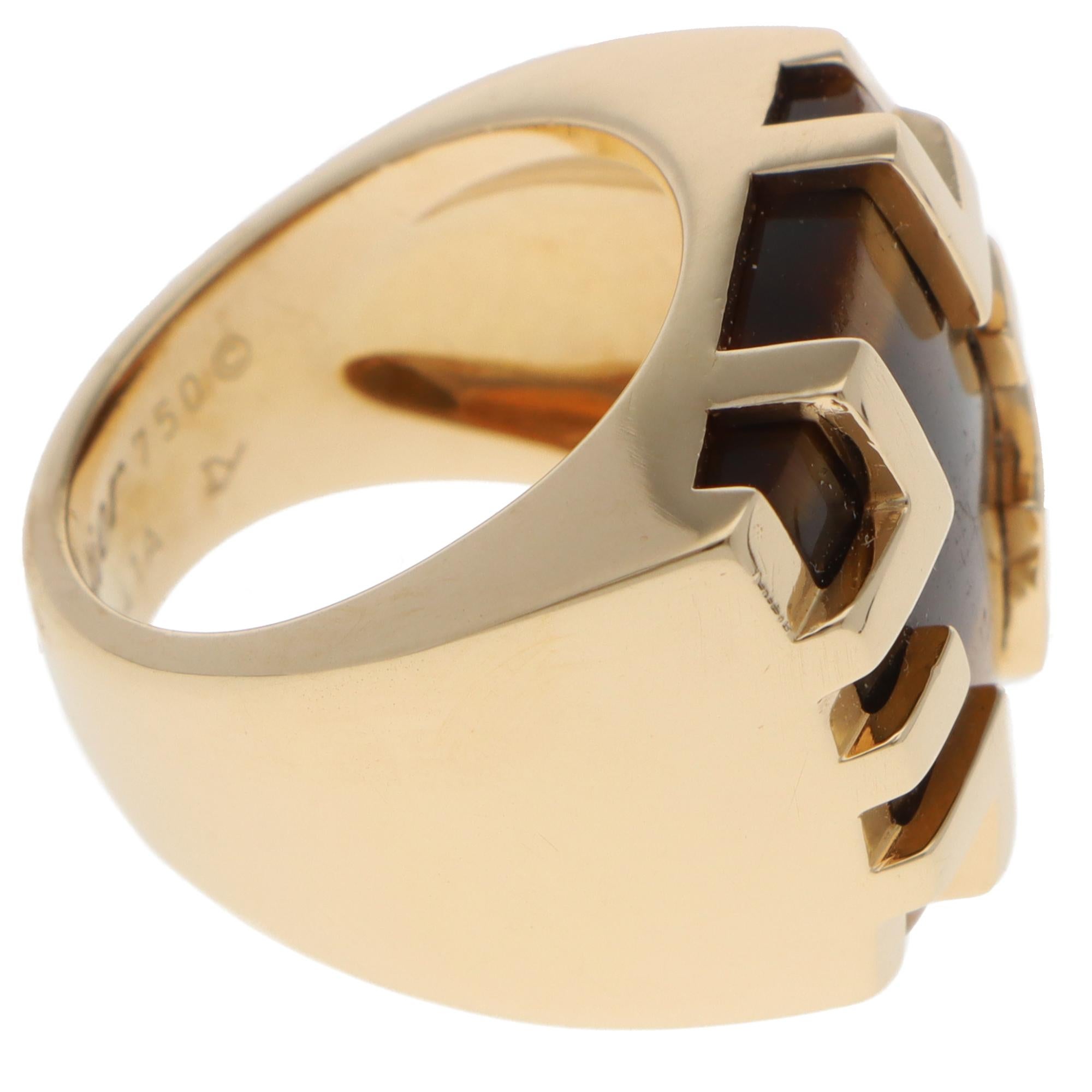 Vintage Cartier Le Baiser du Dragon Tiger's Eye Ring (Moderne) im Angebot