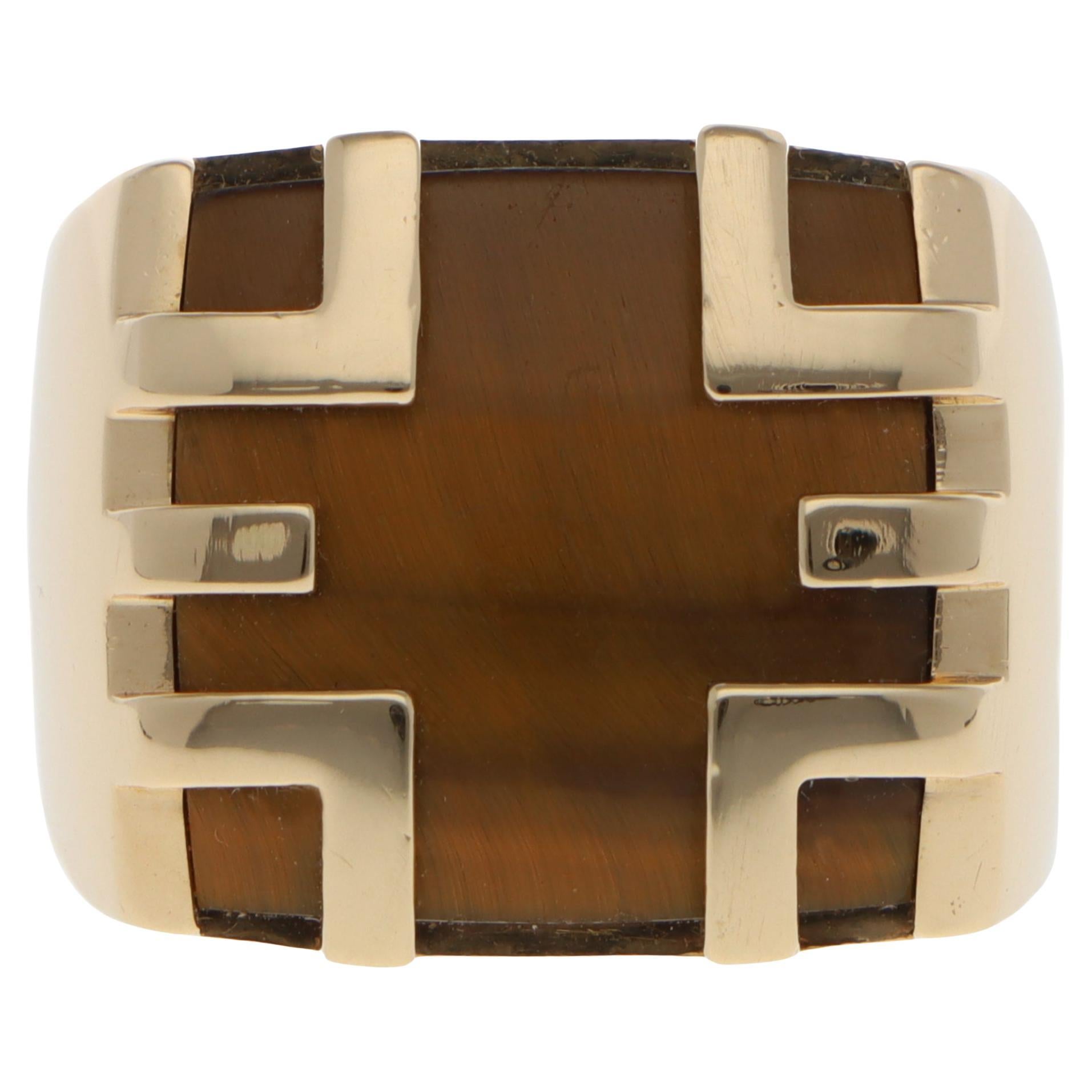 Vintage Cartier Le Baiser du Dragon Tiger's Eye Ring im Angebot