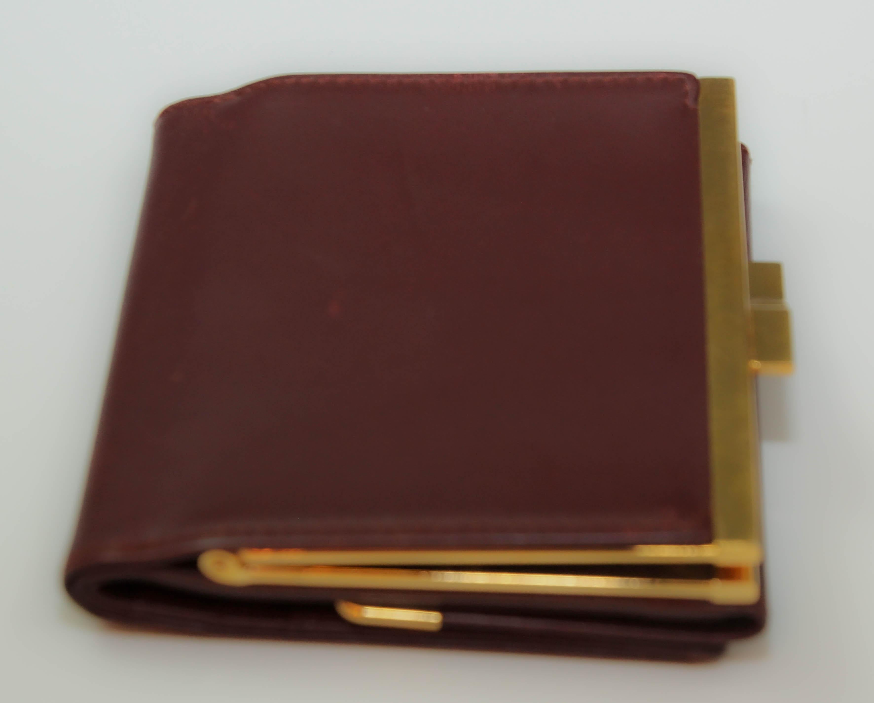 Vintage CARTIER Leather Wallet Burgundy Bordeaux 8