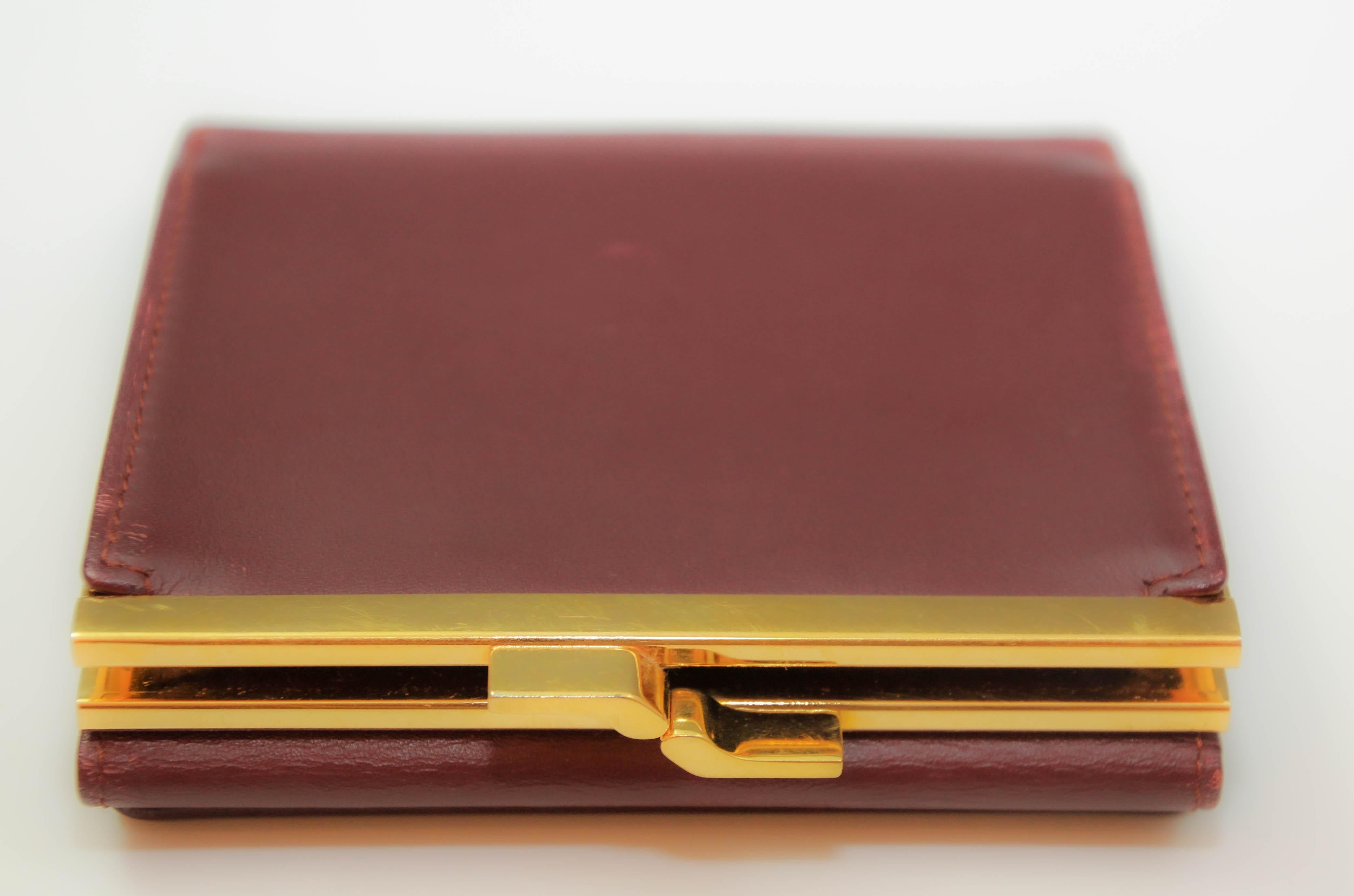 Vintage CARTIER Leather Wallet Burgundy Bordeaux 9