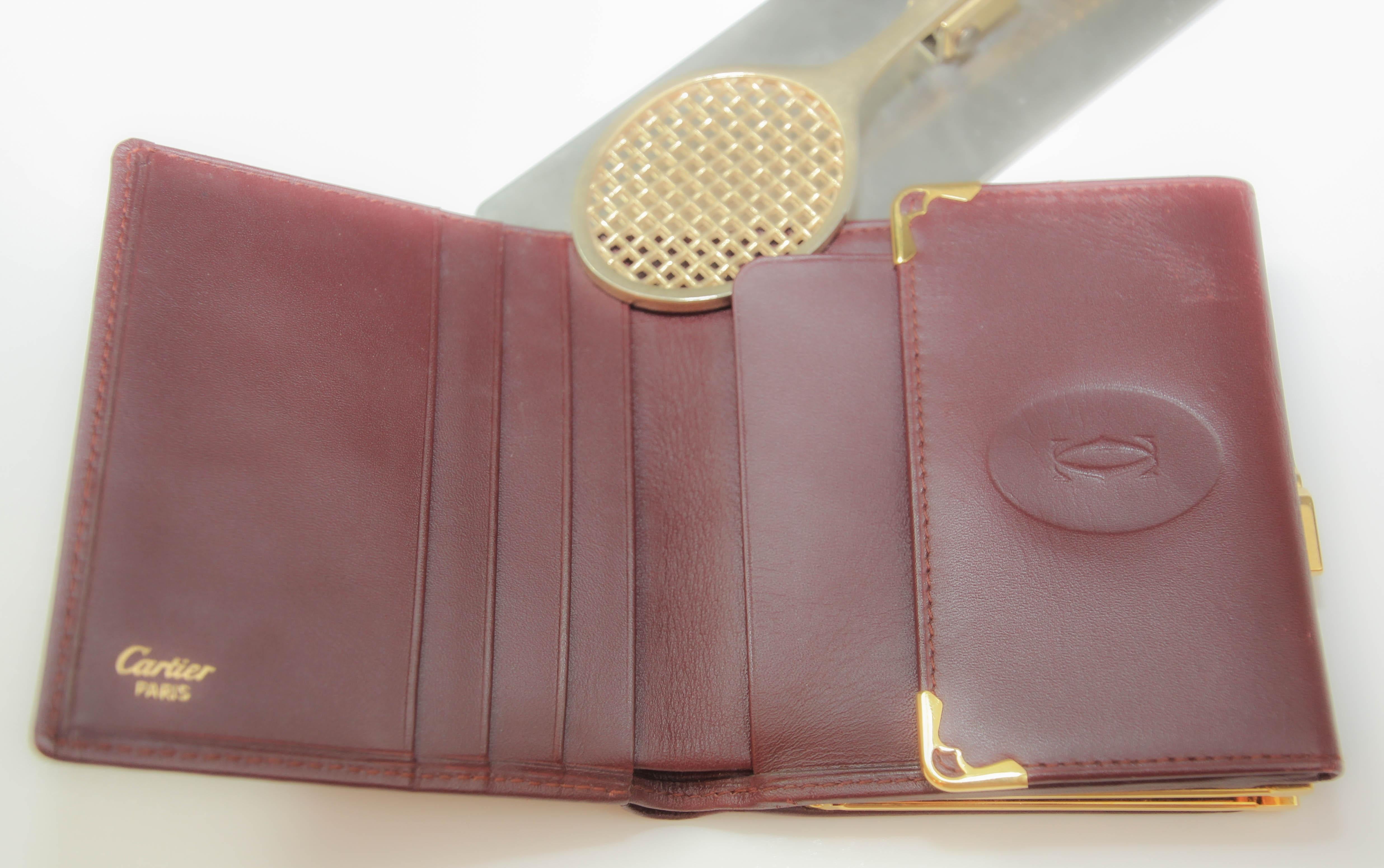 Vintage CARTIER Leather Wallet Burgundy Bordeaux 10