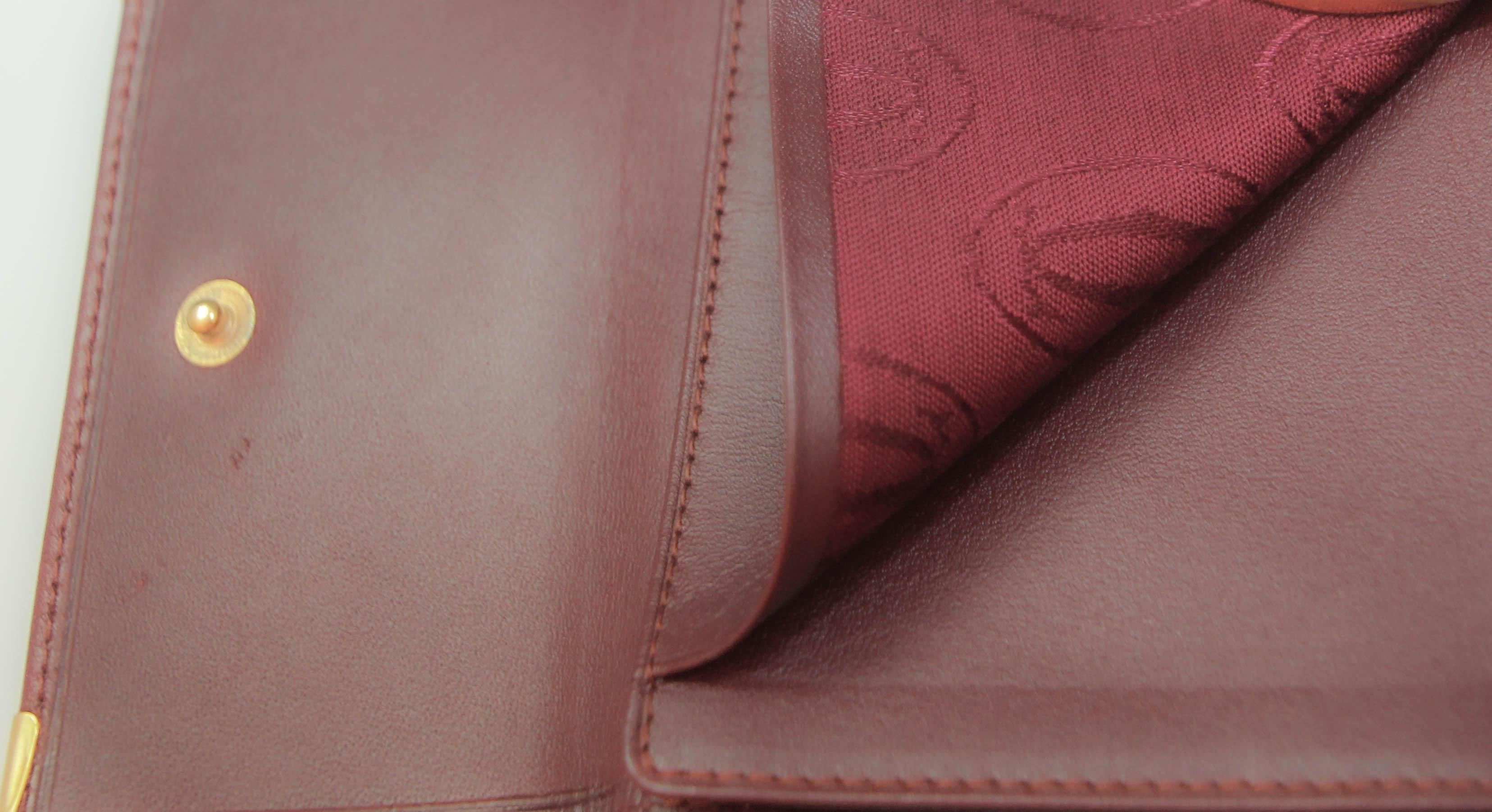 Vintage CARTIER Leather Wallet Burgundy Bordeaux 11