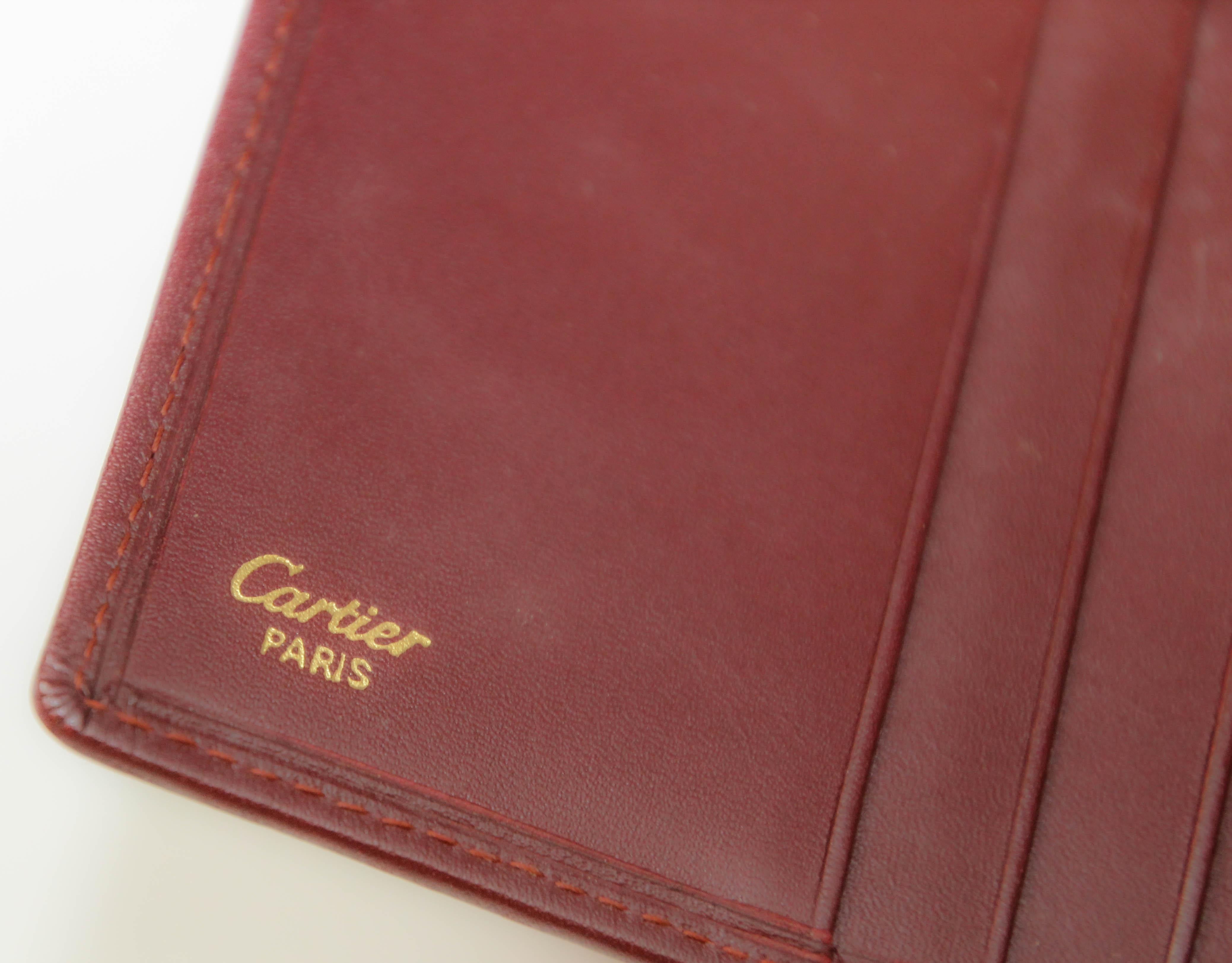 Vintage CARTIER Leather Wallet Burgundy Bordeaux 4