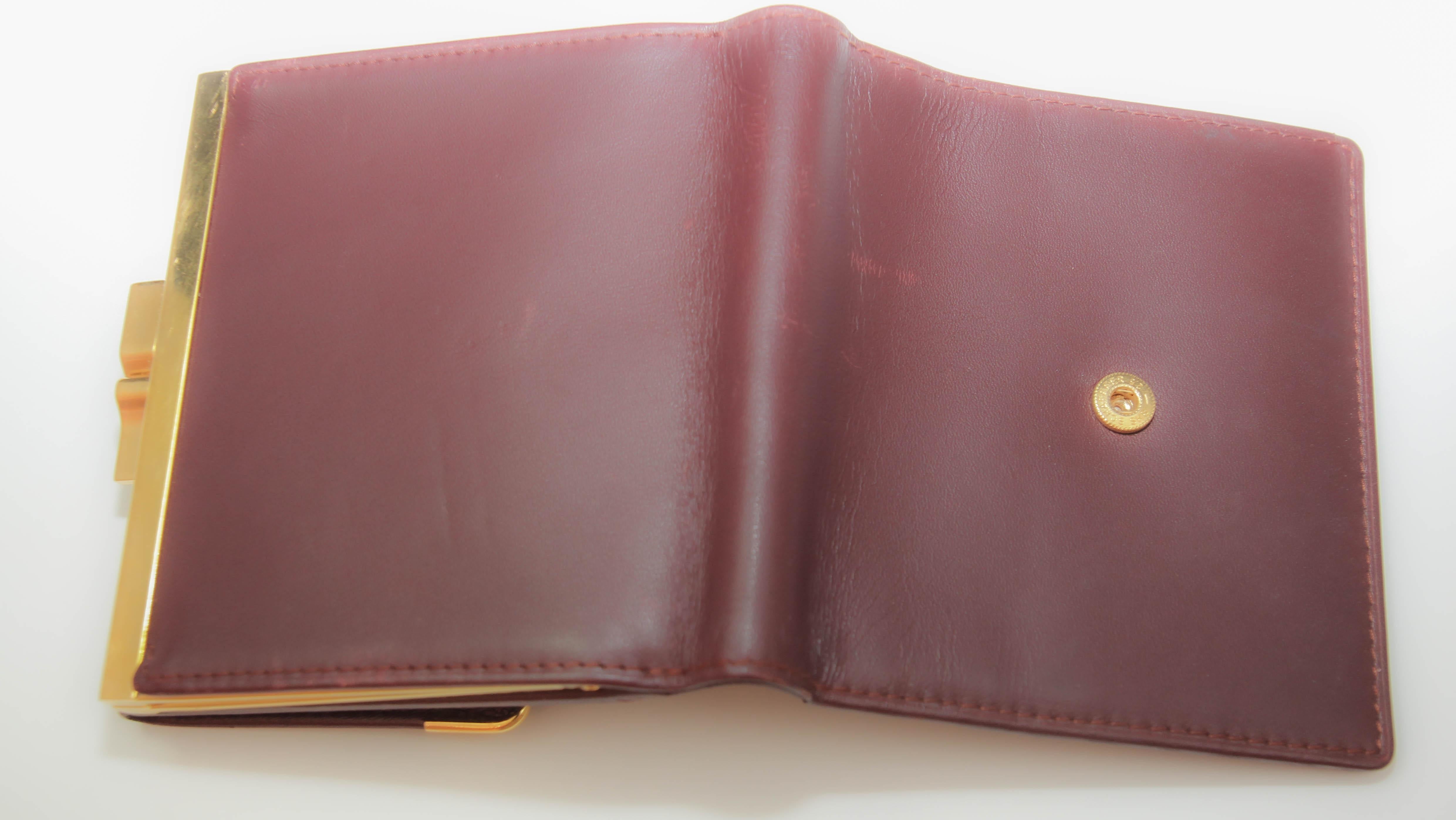 Vintage CARTIER Leather Wallet Burgundy Bordeaux 5