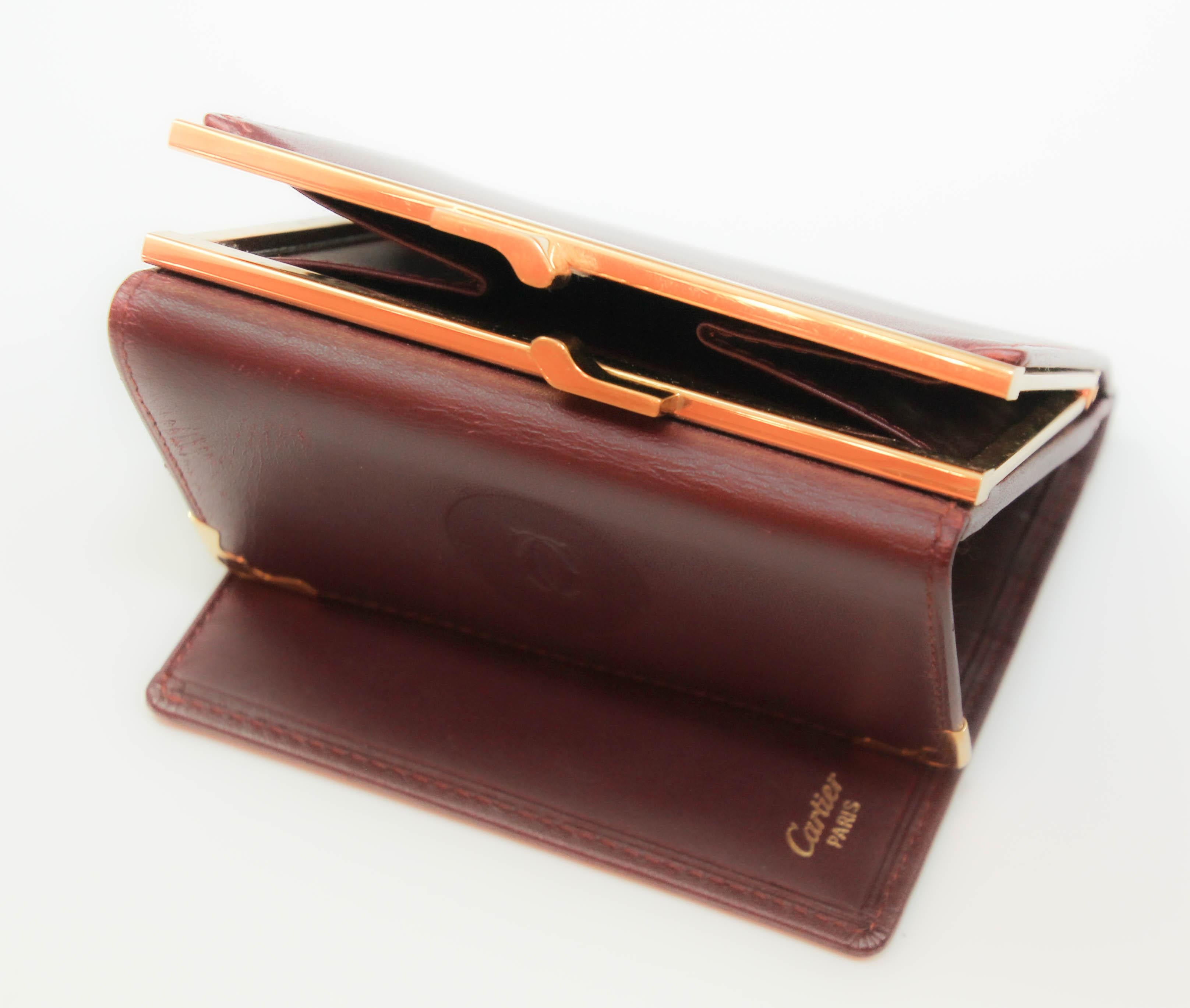 Vintage CARTIER Leather Wallet Burgundy Bordeaux 6