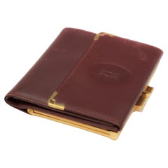 Vintage CARTIER Leather Wallet Burgundy Bordeaux