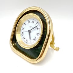 Vintage Cartier “Les Must de Cartier” Green Travel Clock — Complete Set