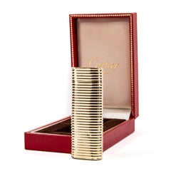 Encendedor Vintage CARTIER Les Must Chaqueta de oro macizo de 18 quilates en caja Años 70