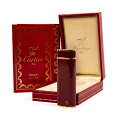 Vintage CARTIER Les Must Lighter Bordeaux Lacquered in Box 1990s