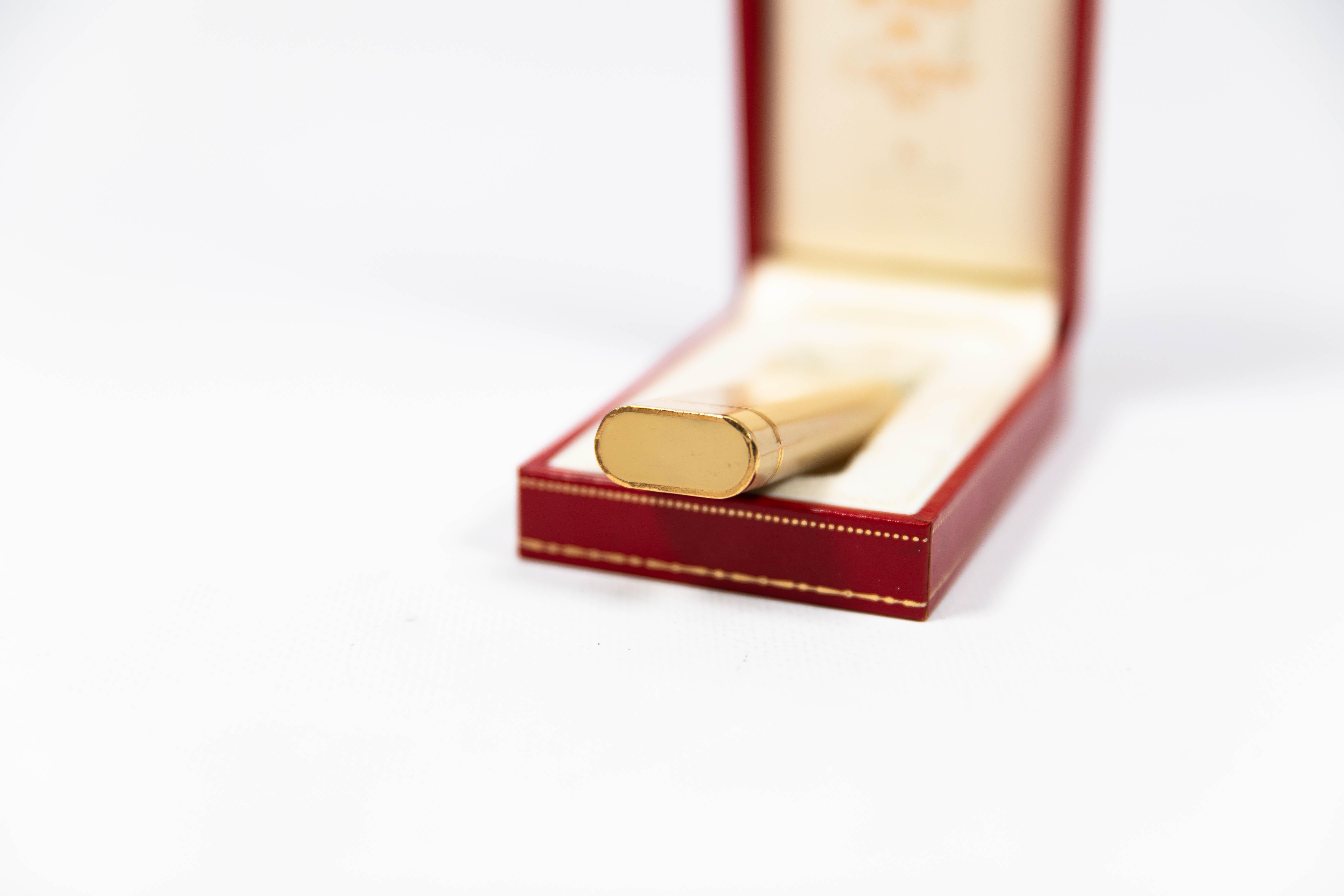 Vintage Cartier Les Must lighter Cremefarbener Lack vergoldet komplett in Box 1