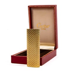 Vintage Cartier Les Must Lighter Factory Solid 18k Gold in Box 1970s