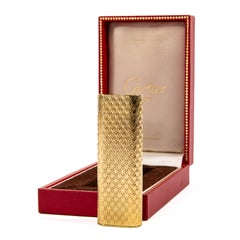 Encendedor Vintage CARTIER Les Must Fábrica de oro macizo de 18 quilates en caja Años 70