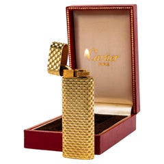 Vintage Cartier Les Must Lighter Factory Solid 18k Gold in Box 1970s