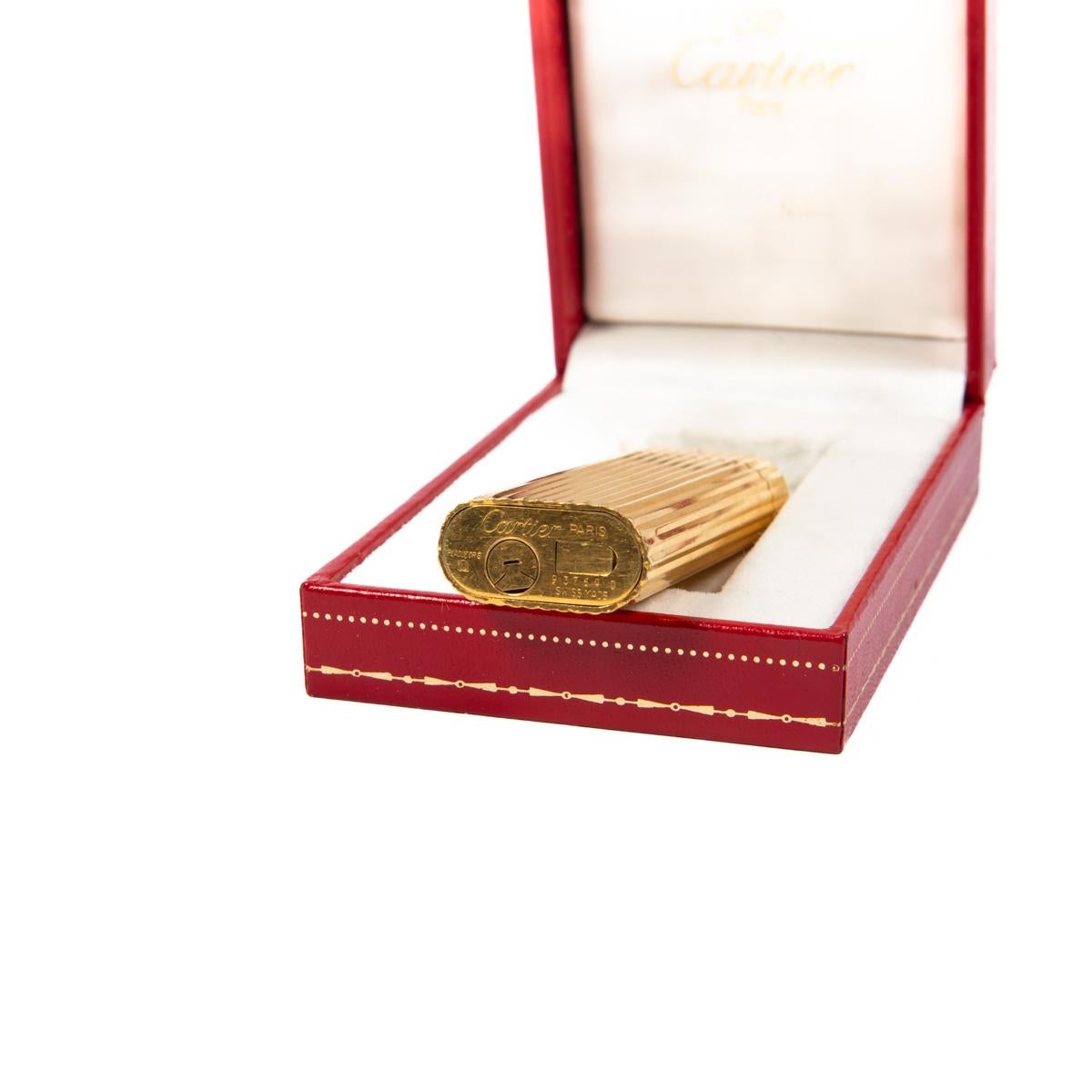 Vintage Cartier Les Must-Feuerzeug Vergoldet  Komplett in Schachtel 3