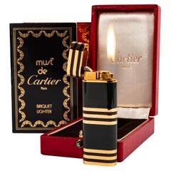 Vintage CARTIER Les Must Lighter Green Lacquered in Box 1970s