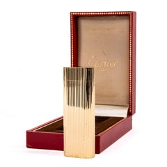 Vintage Cartier Les Must Lighter Heavy 18k Solid Gold Jacket in Box 1970s