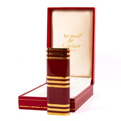 Vintage Cartier Les Must Lighter Red Lacquered in Box 1970s